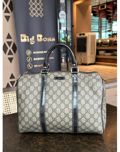 GUCCI VINTAGE MEDIUM BOSTON BAG IN GG CANVAS AND LEATHER