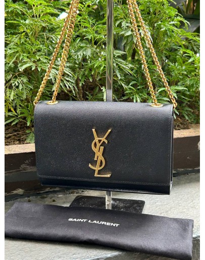 YSL YVES SAINT LAURENT SMALL KATE GOLD CHAIN CROSSBODY SHOULDER BAG IN GRAINED CALF LEATHER