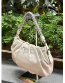 PRADA NEUTRAL SHINY LEATHER CHAIN SHOULDER BAG