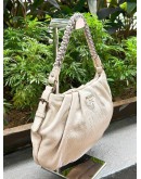 PRADA NEUTRAL SHINY LEATHER CHAIN SHOULDER BAG