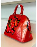 LOUIS VUITTON X STEPHAN SPROUSE ROSES PRINTS LIMITED SPECIAL SEASONAL EDITION SERIES GM ALMA IN MONOGRAM VERNIS LEATHER HANDBAG