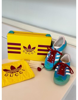 GUCCI X ADIDAS GAZELLE SNEAKERS IN LIGHT BLUE COLOURWAY