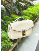 LV LOUIS VUITTON EAST WEST POCHETTE METIS CHAIN STRAP BAG IN WHITE EMPREINTE LEATHER