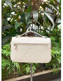 LV LOUIS VUITTON EAST WEST POCHETTE METIS CHAIN STRAP BAG IN WHITE EMPREINTE LEATHER
