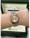 ROLEX LADY DATEJUST JUBILEE HALF 18K 750 YELLOW GOLD REF 179173 CHAMPAGNE ROMAN NUMBERALS DIAL 26MM AUTOMATIC WATCH