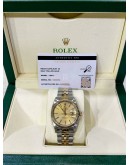 ROLEX DATEJUST 36 HALF 18K 750 YELLOW GOLD REF 16013 CHAMPAGNE DIAL 36MM AUTOMATIC WATCH