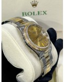 ROLEX OYSTER PERPETUAL DATE HALF 18K 750 YELLOW GOLD REF 15223 CHAMPAGNE DIAL 34MM AUTOMATIC WATCH