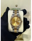 ROLEX OYSTER PERPETUAL DATE HALF 18K 750 YELLOW GOLD REF 15223 CHAMPAGNE DIAL 34MM AUTOMATIC WATCH