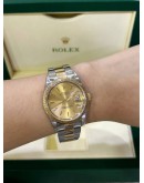 ROLEX OYSTER PERPETUAL DATE HALF 18K 750 YELLOW GOLD REF 15223 CHAMPAGNE DIAL 34MM AUTOMATIC WATCH