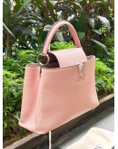 LV LOUIS VUITTON MM CAPUCINE IN BEIGE / PINK TAURILLON LEATHER