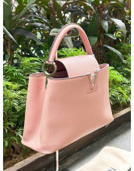 LV LOUIS VUITTON MM CAPUCINE IN BEIGE / PINK TAURILLON LEATHER