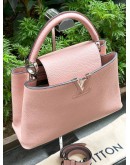 LV LOUIS VUITTON MM CAPUCINE IN BEIGE / PINK TAURILLON LEATHER