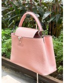LV LOUIS VUITTON MM CAPUCINE IN BEIGE / PINK TAURILLON LEATHER