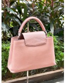 LV LOUIS VUITTON MM CAPUCINE IN BEIGE / PINK TAURILLON LEATHER