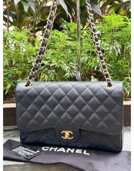 CHANEL JUMBO CLASSIC DOUBLE FLAP BLACK CAVIAR LEATHER GHW