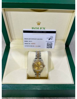 ROLEX LADY DATEJUST HALF 18K 750 YELLOW GOLD REF 69173 JUBILEE CHAMPAGNE DIAL 26MM AUTOMATIC WATCH