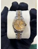 ROLEX LADY DATEJUST HALF 18K 750 YELLOW GOLD REF 69173 JUBILEE CHAMPAGNE DIAL 26MM AUTOMATIC WATCH