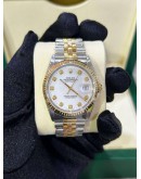 ROLEX DATEJUST 36 HALF 18K 750 YELLOW GOLD JUBILEE REF 16233 WHITE DIAL 36MM AUTOMATIC WATCH