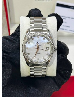 OMEGA SEAMASTER DIAMONDS WHITE MOTHER OF PEARL REF 2509.75 36MM AUTOMATIC WATCH