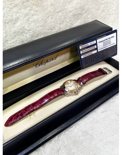 CHOPARD HAPPY SPORT DIAMONDS SOLID ROSE GOLD BEZEL REF 278509-6002 MOTHER OF PEARL DIAMONDS DIAL 30MM QUARTZ WATCH