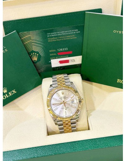 ROLEX DATEJUST 41 REF 126333 HALF 18K 750 YELLOW GOLD 41MM AUTOMATIC WATCH