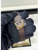 PATEK PHILIPPE GONDOLO SARATA LADIES 18K 750 HALF ROSE GOLD 94 BRILLIANT CUT SPERSASTITE GEMSTONES REF 4962 / 200R-001 BROWN FLORAL MOTIF DIAL 28.6MM X 40.8MM QUARTZ WATCH