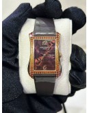 PATEK PHILIPPE GONDOLO SARATA LADIES 18K 750 HALF ROSE GOLD 94 BRILLIANT CUT SPERSASTITE GEMSTONES REF 4962 / 200R-001 BROWN FLORAL MOTIF DIAL 28.6MM X 40.8MM QUARTZ WATCH