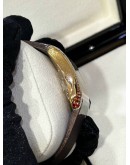 PATEK PHILIPPE GONDOLO SARATA LADIES 18K 750 HALF ROSE GOLD 94 BRILLIANT CUT SPERSASTITE GEMSTONES REF 4962 / 200R-001 BROWN FLORAL MOTIF DIAL 28.6MM X 40.8MM QUARTZ WATCH