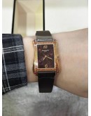 PATEK PHILIPPE GONDOLO SARATA LADIES 18K 750 HALF ROSE GOLD 94 BRILLIANT CUT SPERSASTITE GEMSTONES REF 4962 / 200R-001 BROWN FLORAL MOTIF DIAL 28.6MM X 40.8MM QUARTZ WATCH
