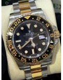 ROLEX GMT-MASTER II HALF 18K 750 YELLOW GOLD REF 116813 BLACK DIAL 40MM AUTOMATIC WATCH