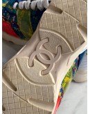 CHANEL MULTICOLOUR TWEED CC LOW TOP SNEAKERS