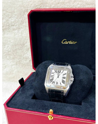 CARTIER SANTOS 100 XL REF 2656 WHITE ROMAN NUMBERALS DIAL 38MM X 51MM AUTOMATIC WATCH