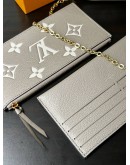 LOUIS VUITTON FELICIE POCHETTE TOURTERELLE EMPREINTE LEATHER IN LIGHT BROWN & BEIGE