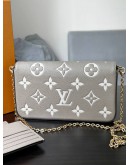 LOUIS VUITTON FELICIE POCHETTE TOURTERELLE EMPREINTE LEATHER IN LIGHT BROWN & BEIGE