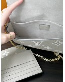 LOUIS VUITTON FELICIE POCHETTE TOURTERELLE EMPREINTE LEATHER IN LIGHT BROWN & BEIGE