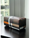 BURBERRY CHECK TRAVEL POUCH IN DARK BIRCH BROWN COLOURWAY