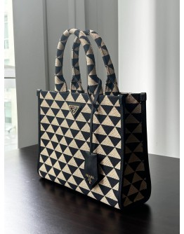 PRADA SYMBOLE TOTE BAG IN EMBROIDERED CANVAS WITH STRAP