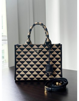 PRADA SYMBOLE TOTE BAG IN EMBROIDERED CANVAS WITH STRAP