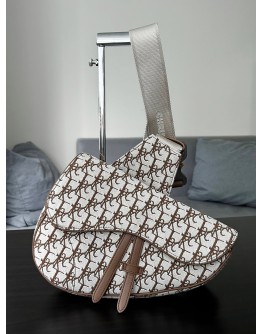 CHRISTIAN DIOR X CACTUS JACK OBLIQUE JACQUARD SADDLE BAG IN COFFEE COLOURWAY  