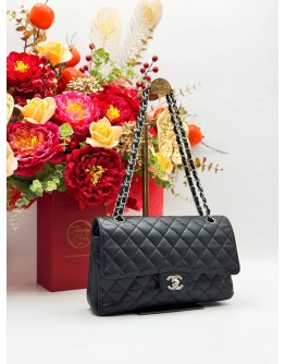 CHANEL MEDIUM CLASSIC DOUBLE FLAP SHOULDER BAG IN BLACK CAVIAR LEATHER