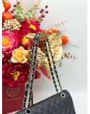 CHANEL MEDIUM CLASSIC DOUBLE FLAP SHOULDER BAG IN BLACK CAVIAR LEATHER