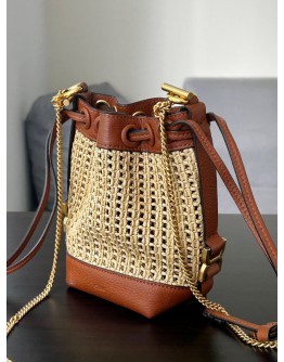 CHLOÉ RAFFIA MICRO MARCIE BUCKET BAG  