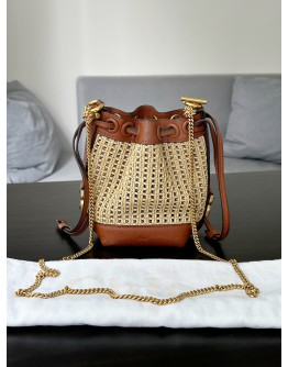 CHLOÉ RAFFIA MICRO MARCIE BUCKET BAG  