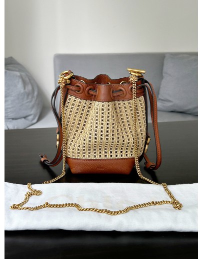 CHLOÉ RAFFIA MICRO MARCIE BUCKET BAG  