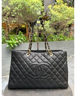 CHANEL GM GST TOTE BAG IN BLACK CAVIAR LEATHER