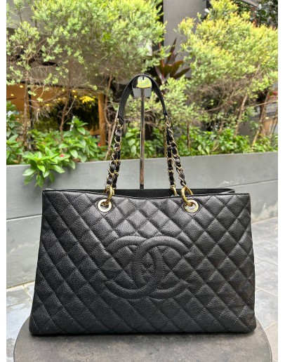 CHANEL GM GST TOTE BAG IN BLACK CAVIAR LEATHER