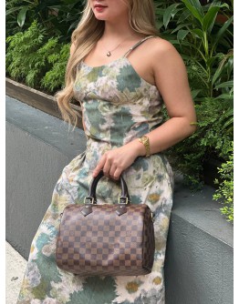 LOUIS VUITTON SPEEDY BANDOULIERE 25 IN BROWN DAMIER EBENE CANVAS