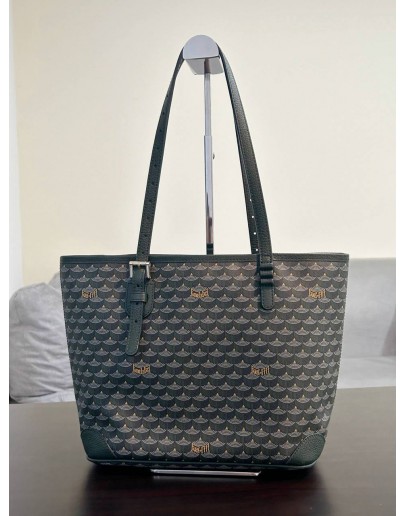 FAURÉ LE PAGE DAILY BATTLE 27 TOTE BAG IN SIGNATURE ECAILLES SCAPE MOTIF COATED CANVAS & LEATHER  