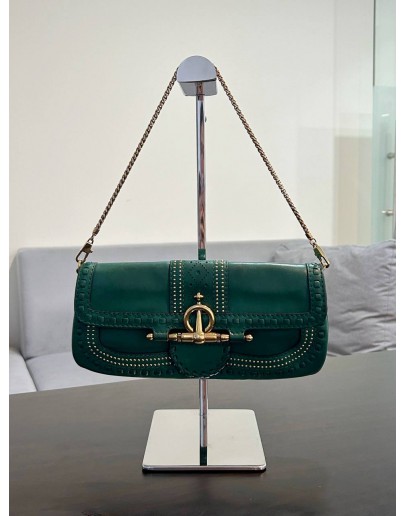 GUCCI SNAFFLE BIT CHAIN SHOULDER BAG IN GREEN  