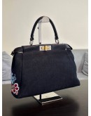FENDI MEDIUM PEEKABOO BAG DENIM VITELLO DOLCE BIRDS